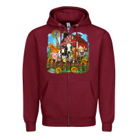 Burgundy farm life olivia Zipper Hoodie - OliviaCreatesArt