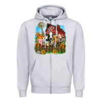 Heather Grey farm life olivia Zipper Hoodie - OliviaCreatesArt