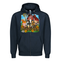 Navy farm life olivia Zipper Hoodie - OliviaCreatesArt