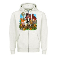 Oatmeal Heather farm life olivia Zipper Hoodie - OliviaCreatesArt