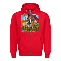 Red farm life olivia Zipper Hoodie - OliviaCreatesArt