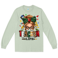 Matcha teacher life blonde caucassian messy bun Long Sleeve Tee - texasbilliewilder