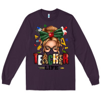 Plum teacher life blonde caucassian messy bun Long Sleeve Tee - texasbilliewilder