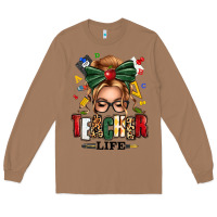 Toasted Coconut teacher life blonde caucassian messy bun Long Sleeve Tee - texasbilliewilder