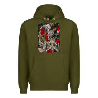 Army Green Two skeletons hugging Valentine's Day Premium Hoodie - FaDigitalArtStudio