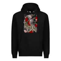 Black Two skeletons hugging Valentine's Day Premium Hoodie - FaDigitalArtStudio