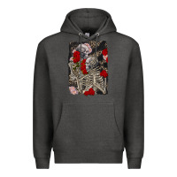 Charcoal Heather Two skeletons hugging Valentine's Day Premium Hoodie - FaDigitalArtStudio