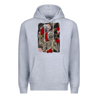 Heather Grey Two skeletons hugging Valentine's Day Premium Hoodie - FaDigitalArtStudio