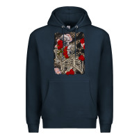 Navy Two skeletons hugging Valentine's Day Premium Hoodie - FaDigitalArtStudio