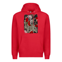 Red Two skeletons hugging Valentine's Day Premium Hoodie - FaDigitalArtStudio