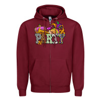 Burgundy mardi gras  party olivia Zipper Hoodie - OliviaCreatesArt