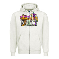 Oatmeal Heather mardi gras  party olivia Zipper Hoodie - OliviaCreatesArt
