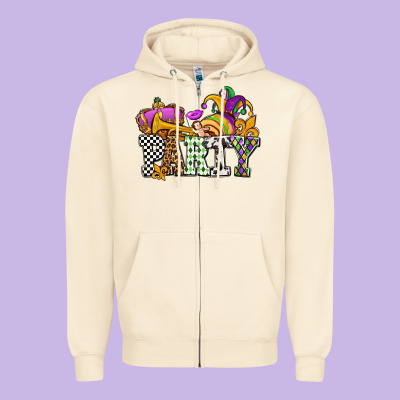 Mardi Gras  Party Olivia Zipper Hoodie Designed By Oliviacreatesart