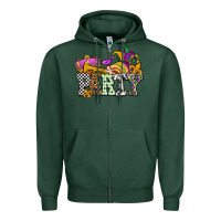 Sports Green mardi gras  party olivia Zipper Hoodie - OliviaCreatesArt
