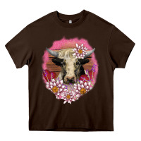 Chocolate Brown v.d lotus and cow Heavy Core Tee - AdoDesignShop
