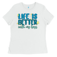 White life is better with my boys Ladies Tee - MaliasSmallBusiness
