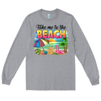 Heather Grey take me to the beach Long Sleeve Tee - NancyCooperArtShop