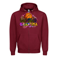 Burgundy basketball grandma Zipper Hoodie - OliviaCreatesArt