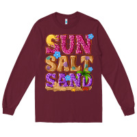 Burgundy sun salt sand summer Long Sleeve Tee - NancyCooperArtShop