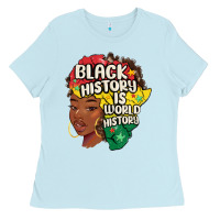Baby Blue black history is world history Ladies Tee - MaliasSmallBusiness