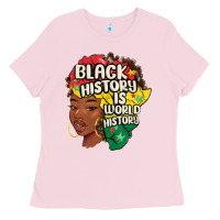 Bubblegum Pink black history is world history Ladies Tee - MaliasSmallBusiness