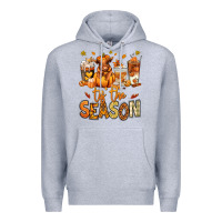 Heather Grey Tis' the season Fall Heifer coffee cups Premium Hoodie - RanaPortraitStore