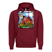 Burgundy rustic western barn olivia Zipper Hoodie - OliviaCreatesArt
