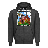 Charcoal Heather rustic western barn olivia Zipper Hoodie - OliviaCreatesArt