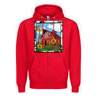 Red rustic western barn olivia Zipper Hoodie - OliviaCreatesArt