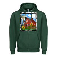 Sports Green rustic western barn olivia Zipper Hoodie - OliviaCreatesArt