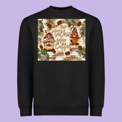 No Talkie Before Coffee With Gnomies Heavyweight Sweatshirt Designed By Tumblerdesignbyshophia