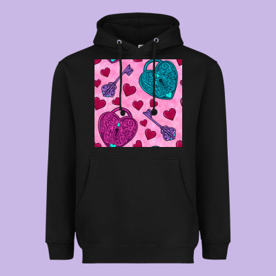Valentines Day Lock And Key Seamless Pattern Heavyweight Hoodie Designed By Bundleandbundleshop
