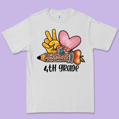 Peace Love 4th Grade Premium Tee Designed By Jahusdesignshop