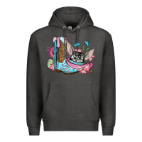Charcoal Heather Easter cowboy boots hat Premium Hoodie - OliviaCreatesArt