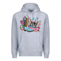 Heather Grey Easter cowboy boots hat Premium Hoodie - OliviaCreatesArt