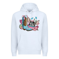 White Easter cowboy boots hat Premium Hoodie - OliviaCreatesArt