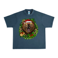 Midnight Navy christmas bear  wreath Urban Heavy Tee - BarkalooDesign