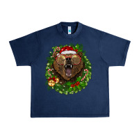 Navy christmas bear  wreath Urban Heavy Tee - BarkalooDesign