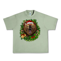 Oil Green christmas bear  wreath Urban Heavy Tee - BarkalooDesign