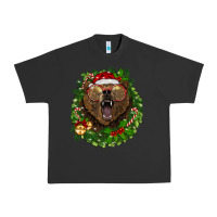Pigment Black christmas bear  wreath Urban Heavy Tee - BarkalooDesign