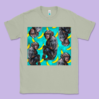Chimpanzee And Banana Classic Tee Designed By Lillyallendesigns