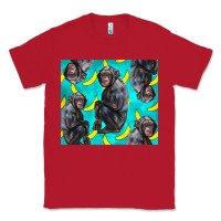 Red Chimpanzee And Banana Classic Tee - LillyAllenDesigns