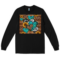 Black turquoise sunflower hearts Long Sleeve Tee - Jasminsmagicworld
