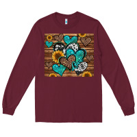 Burgundy turquoise sunflower hearts Long Sleeve Tee - Jasminsmagicworld