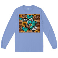 Colony Blue turquoise sunflower hearts Long Sleeve Tee - Jasminsmagicworld