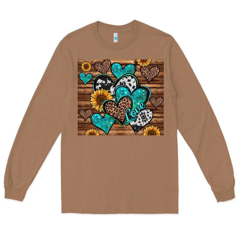 Turquoise Sunflower Hearts Long Sleeve Tee by Jasminsmagicworld | Teevron