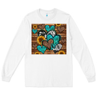 White turquoise sunflower hearts Long Sleeve Tee - Jasminsmagicworld