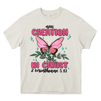 Cream new creation in christ 2 corinthians5.17 Heavy Core Tee - MaliasSmallBusiness