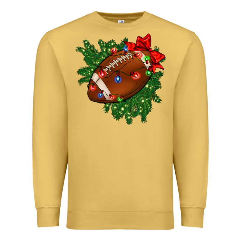 American Football Christmas With Lights And Ribbon Premium Sweatshirt by FaDigitalArtStudio | Teevron
