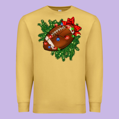 American Football Christmas With Lights And Ribbon Premium Sweatshirt Designed By Fadigitalartstudio